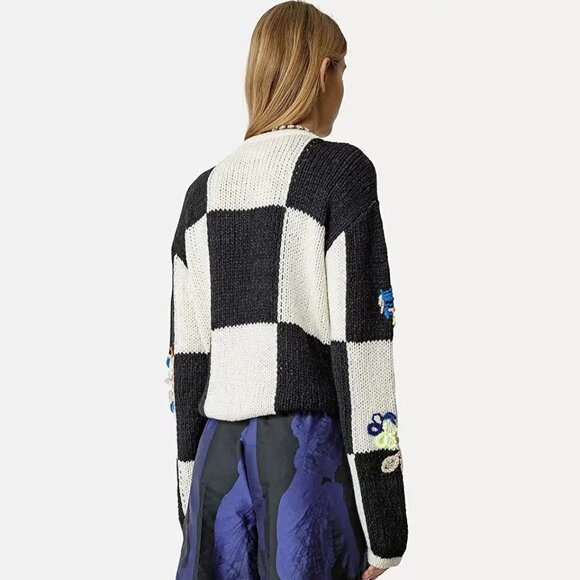 Forte Forte ! Stockist | Le Grand Damier Embroidered Sweater( II/ M) - Picture 3 of 12